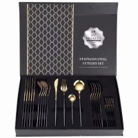 Black and Gold Stainless Steel Cutlery Set - 24 Piece Photo