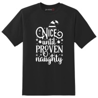 Just Kidding Kids "Nice Until Proven Naughty" Short Sleeve T-Shirt -Black Photo