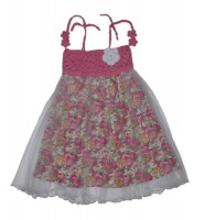 Crocheted Fairy Dress - Pink with Flowers - 1 to 2 years Photo