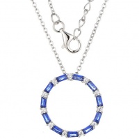 Kays Family Jewellers Circle of life Sapphire Baguette Pendant in 925 Sterling Silver Photo