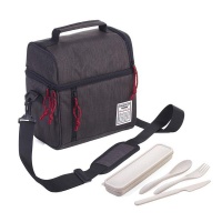 Troika Insulated Bag BUSINESS LUNCH COOLER with Cutlery – Anthracite Grey Photo