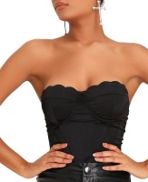 I Saw it First - Ladies Black Scallop Cup Corset Strapless Bralet Photo
