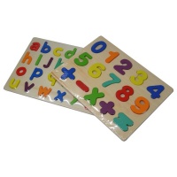 Educational Toys - Alphabet and Number Puzzles for Kids- Wooden Jigsaw Set Photo