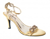 Lavanda Soft Gold Satin Heel Sandal with Diamante Trims CB61437 - Gold Photo