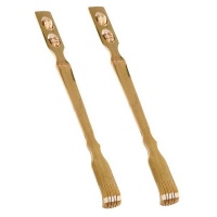 Bamboo Back Scratcher With Massage Wheel Photo