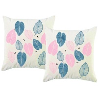 PepperSt – Scatter Cushion Cover Set – Pink & Olive Palm Leaves Photo