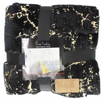 Pierre Cardin Plush Metallic Throw – Black with Gold Foil Photo