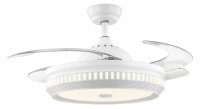 Bright Star Lighting White Retractable Ceiling Fan with Bluetooth Speaker Photo