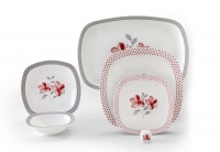 Zarin Home Porcelain - Valencia Red - Quattro Series - 27 Piece Photo