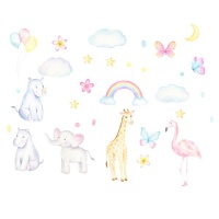 AOOYOU Day and Night Sky Cartoon Animal Art Sticker for Wall Decoration Photo