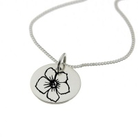 Hawthorn of May Birth Flower Sterling Silver Necklace Photo