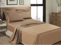 Cottonbox Egyptian Cotton Embroidered Sheet Set-SuperKing-Taupe Photo