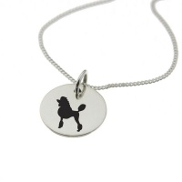 Poodle Dog Silhouette Sterling Silver Necklace with Chain Photo