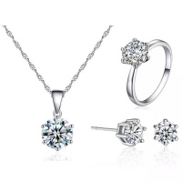 LGM Elegant Cubic Zirconia Earrings Necklace and Adjustable Ring Photo