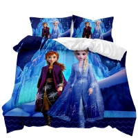 Frozen Elsa & Anna 3D Printed Double Bed Duvet Cover Set - Blue Photo