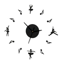 Fashion Music Notes Ballet Dancer Acrylic Wall Sticker Clock - Silver Photo