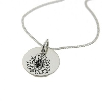 Chrysanthemum of November Birth Flower Sterling Silver Necklace Photo