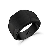 A.R.Z Steel Matte Black Signet Ring Photo