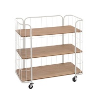 Eco Display Metal Rack with Wooden Shelves and Wheels Photo