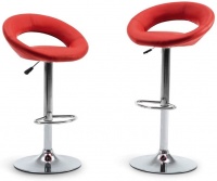 Leather Bar Chair Stools -Set of Two - Red Photo