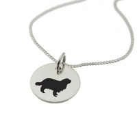 King Charles Spaniel Dog Silhouette Sterling Silver Necklace with Chain Photo
