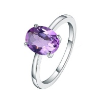 Amethyst Solitaire Ring - Oval Cut Photo