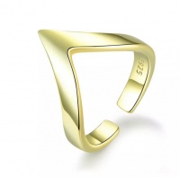 SilverCity Adjustable Wave Ring - 925 Sterling Silver Gold Plated Photo