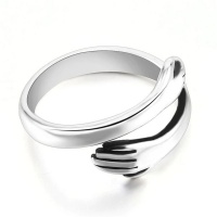 Silver adjustable ring – Hug hand open finger- Peace ring Photo