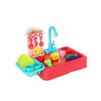 Olive Tree - Toy Kitchen Sink Dishwashing Set Pretend Play 20 Piece - Red Photo