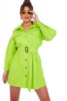 I Saw it First - Ladies Apple Drop Shoulder Belted Oversized Shirt Dress Photo
