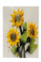 Hand Made Leather Sunflower 3D Wall Art 60x60 Painting - Yellow Photo