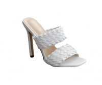 Weave Slides Stiletto Sandals - White Photo