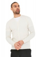 I Saw it First - Mens Oatmeal Cable Knitted Cardigan Photo
