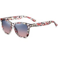 G&Q Retro Polarized Sunglasses - Clear Flower Print / Purple Photo