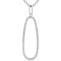 Silver Oval with CZ Pendant on Chain Photo