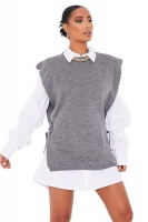 I Saw it First - Ladies Charcoal Knitted Vest With Side Tie Detail Photo