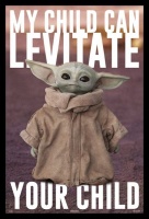 Star Wars The Mandalorian Yoda Levitate Poster with Black Frame Photo