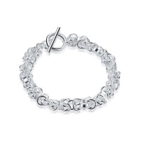 Silver Designer Moon Woven Bracelet with Toggle Clasp Photo