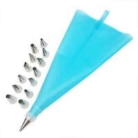 Silicone Piping Bag Set with 16 Stainless Steel Nozzles for Cake Decorating Photo
