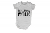 BuyAbility But First Milk - Short Sleeve - Baby Grow Photo