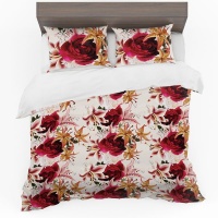 Print with Passion Maroon Tropical Duvet Cover Set Photo