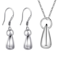 Silver Designer Necklace and Earrings Teardrop Set Photo