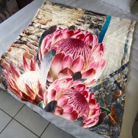 Print with Passion Grunge Protea Fleece Lap Blanket Photo
