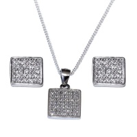 Square Pendant Chain and Earring Set Photo