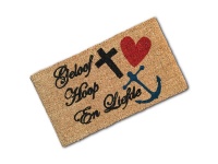 Matnifique 'Geloof Hoop en Liefde' Welcome Natural Coir Doormat Photo