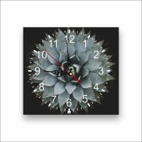 Printoria Grey Cactus Clock Photo