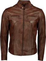 Men's Brown Nappa Waxed Leather Slim Fit Jacket Photo