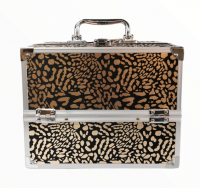 Bella Leopard Print Aluminium Frame Jewelry Storage Box Makeup Cosmetic Case Photo