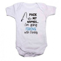 Qtees Africa Pack My Nappies I'm Going Fishing With Daddy Babygrow Photo