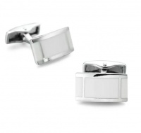 OTC H Design Silver & White Rectangle Formal Cufflinks Photo